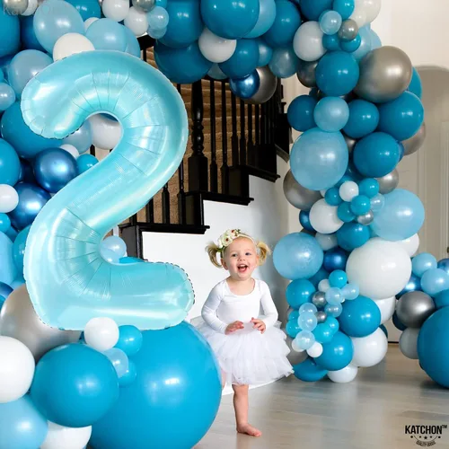 Miniatura 2 de KatchOn Globo Gigante de Color Azul Claro Número 2 - 40 Pulgadas Globo Azul Claro Número 2 Dos Decoraciones Geniales de Cumpleaños para Niño