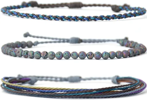 Miniatura 33 de Pulsera curativa hecha a mano con cuentas de piedra natural, regalo para hombres, pulsera de cuerda ajustable