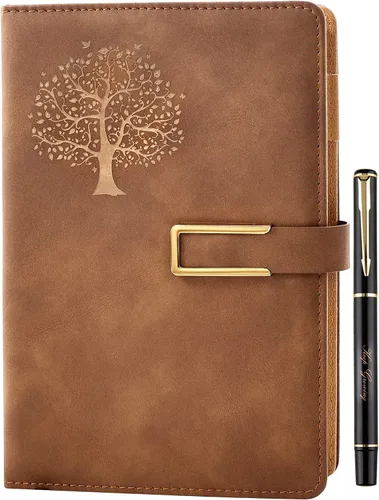 Miniatura 24 de Fanery sue Tree of Life - Diario de escritura recargable para mujeres y hombres, cuaderno de tapa dura de piel sintética, A5, rayado universitario