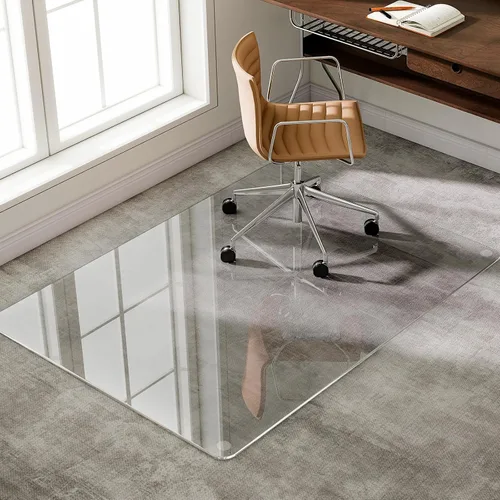 Miniatura 7 de GLSLAND Tapete para silla de vidrio templado, 54 x 32 pulgadas, protector de suelo de oficina resistente para suelos de madera dura y alfombras