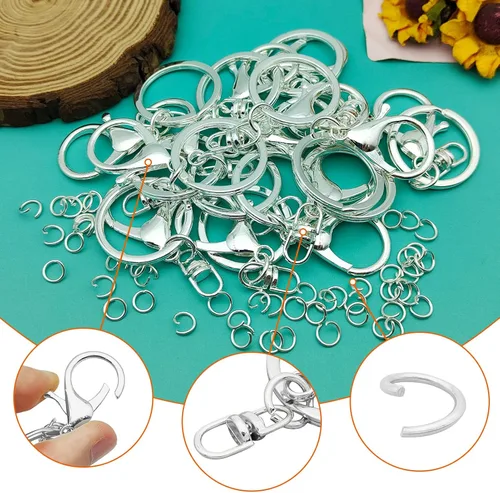 Miniatura 4 de 30 llaveros con cierre de langosta para fabricación de joyas, broches de metal giratorios con cierres giratorios, clips de gancho, anillo de llavero