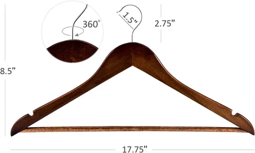 Miniatura 8 de HOUSE DAY Paquete de 100 perchas de madera a granel, perchas de madera resistentes para guardar en el armario, percha de madera para trajes