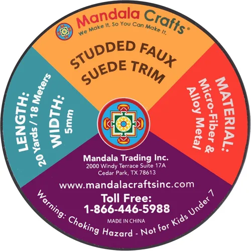 Miniatura 4 de Mandala Crafts Cordones de gamuza sintética para fabricación de joyas, 20 yardas, tiras de cordones de cuero con tachuelas doradas, cuerdas planas