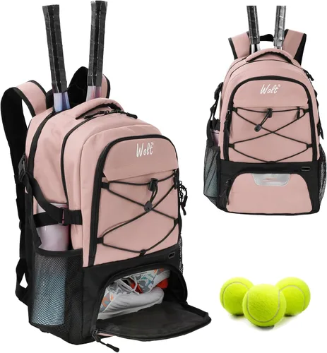 Miniatura 13 de Mochila para raqueta de tenis WOLT - Mochila grande para raqueta de tenis para hombres y mujeres - Compartimento ventilado para zapatos - Capacidad