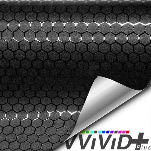 Miniatura 2 de VViViD+ - Vinilo para envoltura de coche con patrón de nido de abeja negro mate (1 x 5 pies)