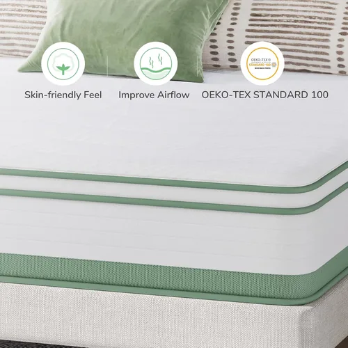 Miniatura 2 de Novilla Colchón individual, colchones de tamaño individual de 6 pulgadas en una caja con bobina Smarts™ para aliviar la presión, espuma de felpa