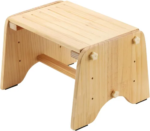 Taburete de madera de un solo escalón de 9 pulgadas, taburete de madera para niños, adultos, ancianos, 200 libras junto al taburete para baño,