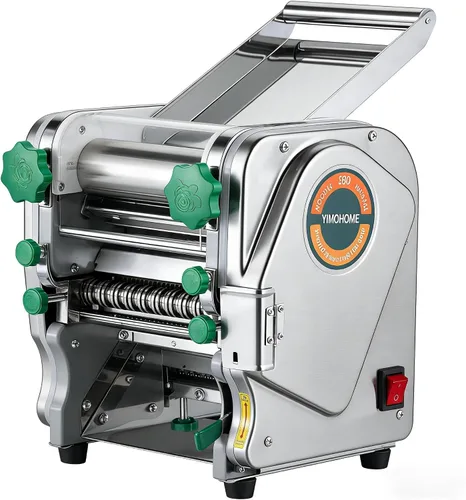Miniatura 10 de Máquina para Hacer Pasta, Fabricadora Eléctrica de Fideos y Dumplings para Uso Doméstico/Comercial, Completamente de Acero Inoxidable con Cuchillo