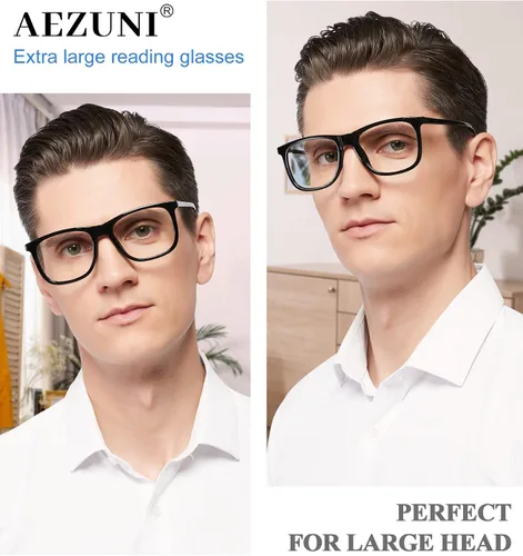 Miniatura 2 de AEZUNI Gafas de lectura extra grandes 1.0 cuadrados de gran tamaño para hombres lectores 1.00 1.25 1.50 1.75 2.00 2.25 2.50 2.75 3.00 3.50 4.00 5.00