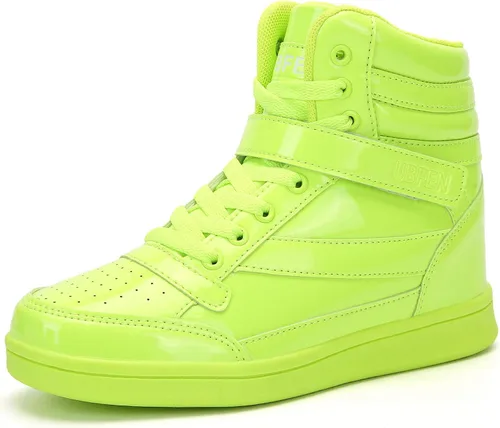 UBFEN Womens High Top Ankle Support Sneakers Vibrant Colour Hidden Wedge Heel Retro 80s Tennis Shoes for Girls Cosplay Removable Insole Footwear