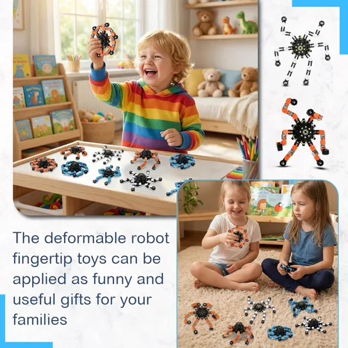 Miniatura 5 de Jerify Paquete de 40 divertidos juguetes sensoriales para la ansiedad con cadena transformable, robot de dedo de juguete de bricolaje, spinners