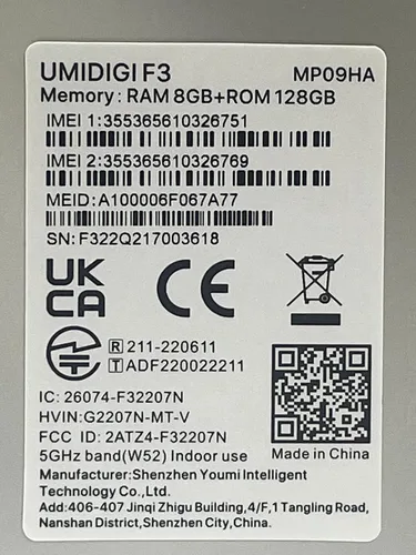 Miniatura 8 de UMIDIGI Teléfono celular, F3 8GB+128GB Smartphone desbloqueado, cámara triple AI de 48MP, pantalla completa HD de 6.7 pulgadas, batería de 5150 mAh
