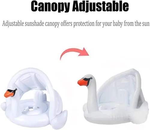Miniatura 2 de Flotador de natación para bebé con toldo inflable para exteriores, anillo de natación para exteriores, flamenco rosa, niños pequeños de 6 meses a 48