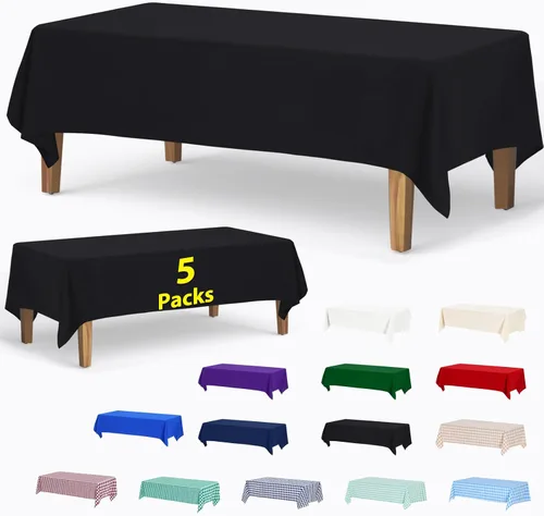 Miniatura 31 de ABCCANOPY Paquete de 3 manteles rectangulares de poliéster de 60 x 84 pulgadas, para interiores y exteriores, resistentes a las manchas, lavable