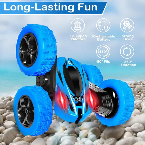 Miniatura 5 de FREE TO FLY Automóvil de control remoto para niños: coches RC de voltereta 360 2.4Ghz, coche de acrobacias giratorio de doble cara para niños de 6 a