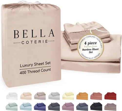 Miniatura 54 de Bella Coterie - Juego de sábanas de lujo de viscosa de bambú para cama tamaño split king 2 sábanas ajustadas para camas Sleep Number y camas 06
