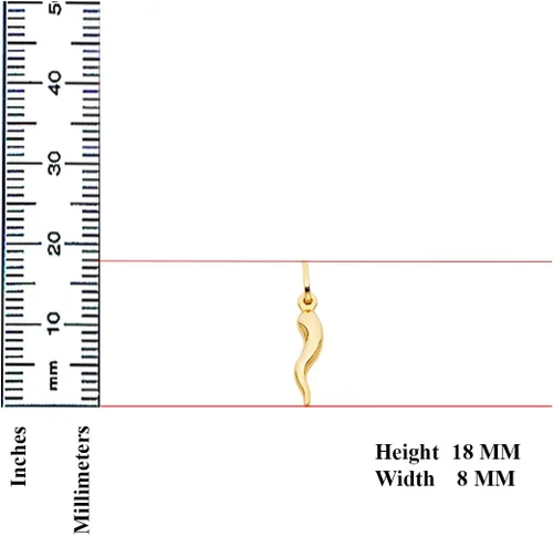 Miniatura 2 de TGDJ Colgante de cuerno italiano de cornicello de oro amarillo de 14 quilates, 4 tamaños diferenciales disponibles, Metal