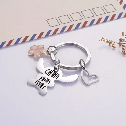 Miniatura 2 de Ralukiia - Collar con la frase "Ohana mean family", llavero con forma de Stitch, regalos de joyería para niños y niñas