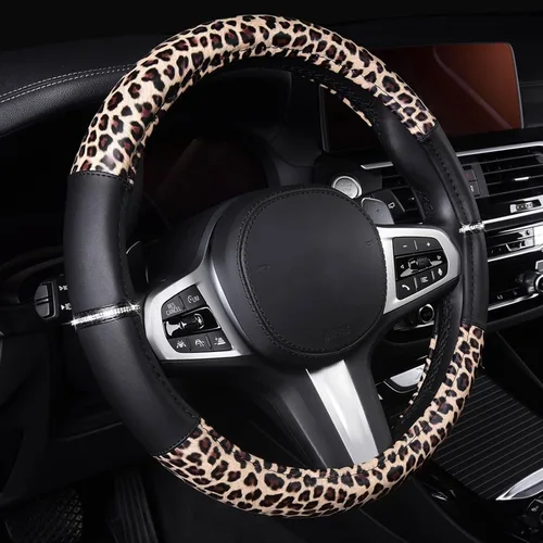 Miniatura 8 de Cobertor de volante Autoyouth resistente, antideslizante, grueso, elegante, de agarre excelente, no tóxico, tamaño estándar 15 pulgadas, Negro