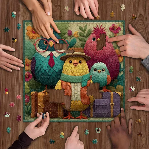 Miniatura 7 de Rompecabezas de Pájaros para Adultos de 1000 Piezas, Lindo Rompecabezas de Edredón de Jardín de Flores de Pájaros, Divertido Rompecabezas Floral