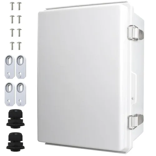 Miniatura 24 de MAKERELE Caja eléctrica impermeable pequeña al aire libre IP67 ABS caja de plástico con placa de montaje, cubierta gris con bisagras, soporte