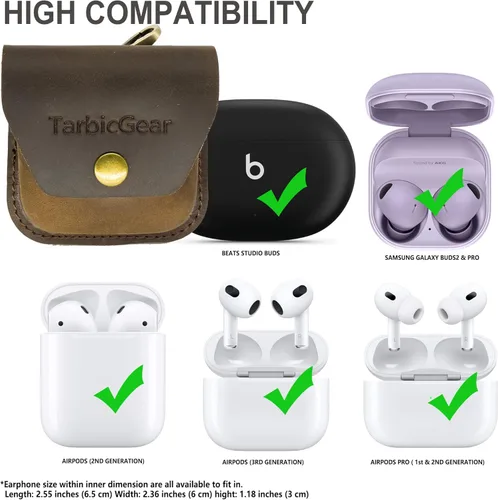Miniatura 2 de Funda para Airpod con clip para cinturón, funda de cuero universal para Airpod Pro, Samsung Galaxy Buds y Beats Studio Buds, bolsa de cuero real