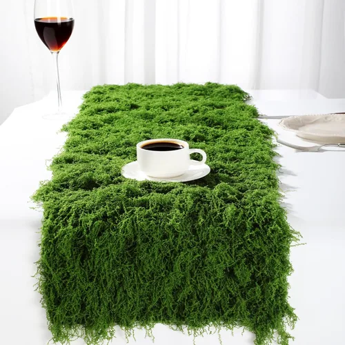 Miniatura 9 de Zeyune 1 camino de mesa de musgo falso para manualidades, rollo de hoja de musgo artificial de 12 x 71 pulgadas, impermeable, para pared, techo