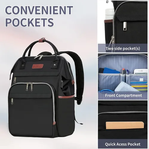 Miniatura 4 de EMPSIGN Mochila para laptop de 15.6 pulgadas para mujer, bolsa de trabajo de negocios, repelente al agua, mochila informal con puerto USB