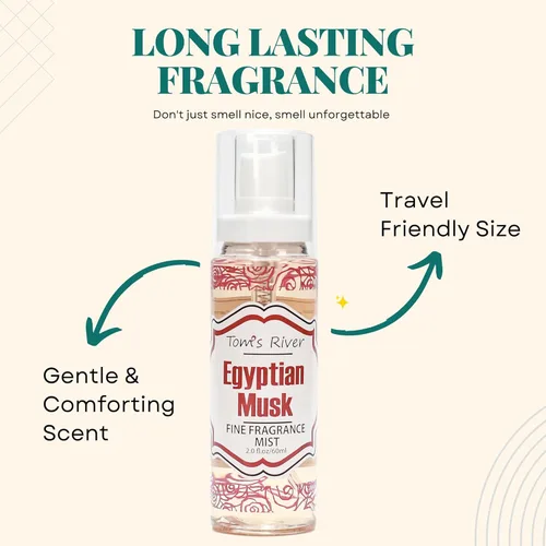 Miniatura 6 de Infinix Egyptian Musk - Niebla de fragancia fina, 2 onzas líquidas, spray corporal para mujeres, perfume suave y duradero para hombres y mujeres