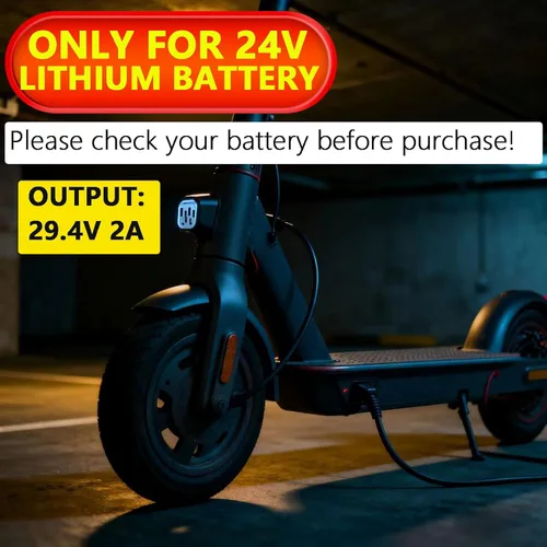 Miniatura 2 de QKIIP Cargador de batería de litio de 24 V, 29.4 V 2 A cargador rápido de repuesto para GoTrax, Razor, Ninebot Electric Scooter/Skateboard Smart LED