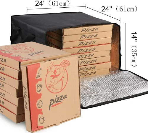 Miniatura 4 de Musbus Bolsas aisladas transportadoras de pizza de 24'x24'x14' grandes para entregas, bolsa de entrega aislada transportadora de pizza bolsa de Negro