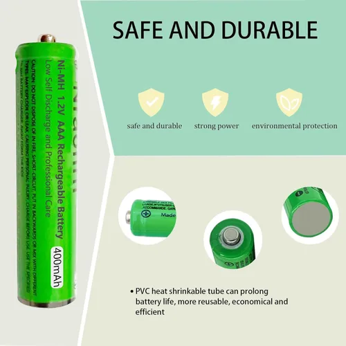 Miniatura 4 de Paquete de 4 baterías recargables AAA NI-MH para Panasonic, 1.2 V 400 mAh AAA baterías recargables para teléfonos inalámbricos Panasonic, controles