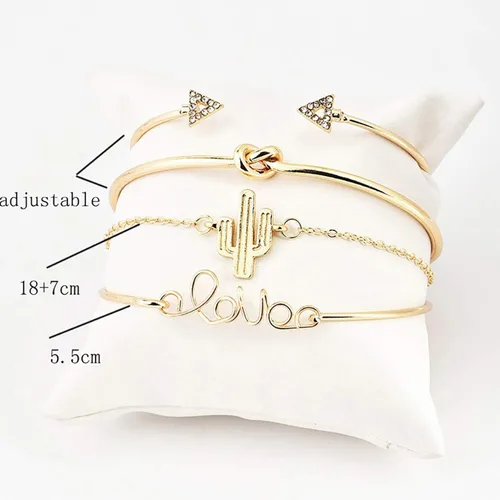 Miniatura 7 de Pulseras para niñas adolescentes 4 unidsset pulsera abierta brazalete ajustable joyería exquisita cadena de mano regalo para fiesta