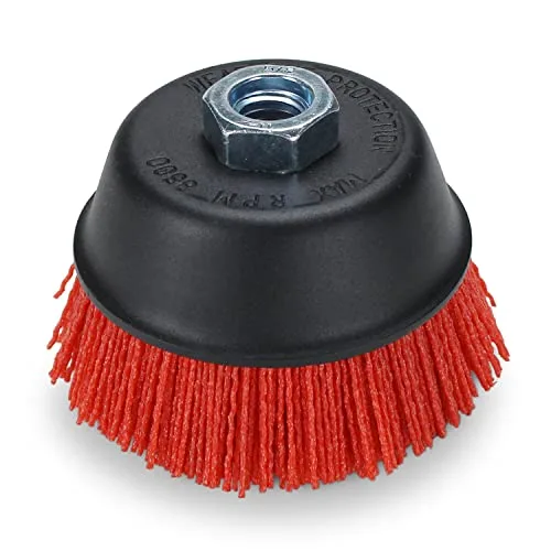 Miniatura 8 de BHA Cepillo de copa de cerdas de nailon de filamento abrasivo de 4", eje de rosca 5/8-11 - Gris (grano 80)
