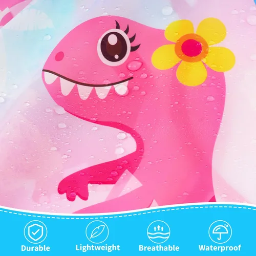 Miniatura 4 de WERNNSAI Bata de arte para niños impermeable con manga larga y 3 bolsillos de pintura Dinosaurio B001