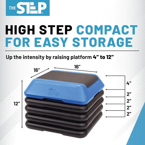 Miniatura 3 de The Step Plataforma aeróbica ajustable de paso alto con 4 elevadores, equipo de entrenamiento de gimnasio en casa, equipo de ejercicio de fitness