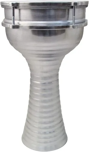 Miniatura 6 de Darbuka de aluminio de 16 '' de longitud, tambor Doumbek turco sintonizable de cabeza sintética de 8 pulgadas (grabado oscuro-azul)