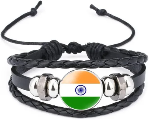 Miniatura 29 de vmcoatdu Mundial Muchas Banderas Nacionales Brazalete Retro de Aleación de Cuero para Pulsera de Cuerda Trenzada de Bandera Nacional