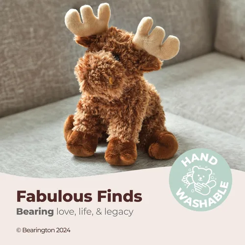 Miniatura 3 de Bearington Morton The Moose - Animal de peluche de alce de bebé de 10.5 pulgadas con piel suave y esponjosa, adorable juguete de alce y regalo