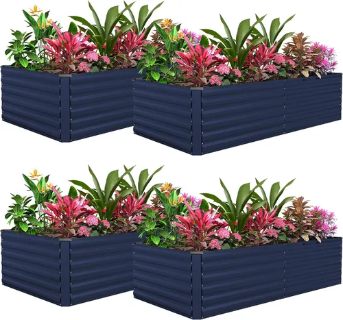 Miniatura 32 de Cama de jardín elevada con enrejado de arco para plantas trepadoras, cama de jardín elevada galvanizada, jardineras al aire libre para verduras