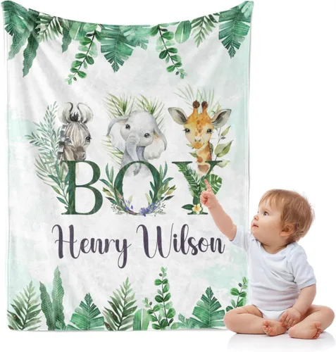 Miniatura 28 de J&SBGFT Manta de bebé personalizada para niños, personalizada con nombre, manta de recepción para niños pequeños, niños, cuna, cochecito, decoración