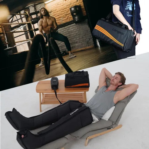 Miniatura 6 de Botas de terapia de compresión de aire para pies de LONGEST, bombas de linfedema para piernas Sistema de recuperación linfática de compresión