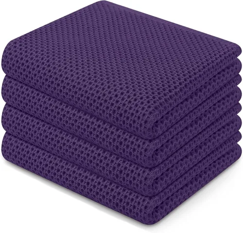 Miniatura 8 de Homaxy Paños de cocina de 100% algodón con tejido de gofre, ultra suaves, absorbentes, de secado rápido, 12 x 12 pulgadas, paquete de 6, amarillo