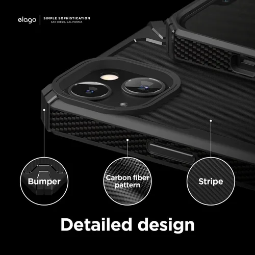 Miniatura 6 de elago Armor - Funda compatible con iPhone 13 de 6.1 pulgadas, funda protectora resistente, textura de fibra de carbono, diseño resistente a prueba