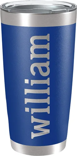 Vasos personalizados, vaso de acero inoxidable de 20 onzas con tapa | 13 diseños diferentes | Tazas personalizadas de pared doble aisladas para café