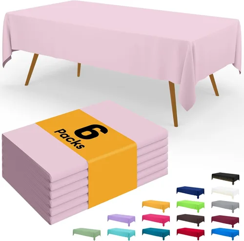 Miniatura 94 de Smiry - Juego de 6 manteles desechables, 54 x 78 pulgadas, manteles impermeables rectangulares para fiestas, cubierta de mesa de plástico