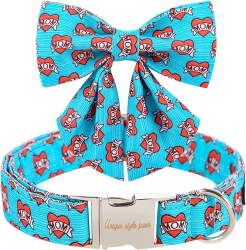 Miniatura 12 de Unique style paws Collar de perro con corbata, collar de perro a cuadros rosa y verde, el mejor regalo para perros pequeños, medianos y grandes, S