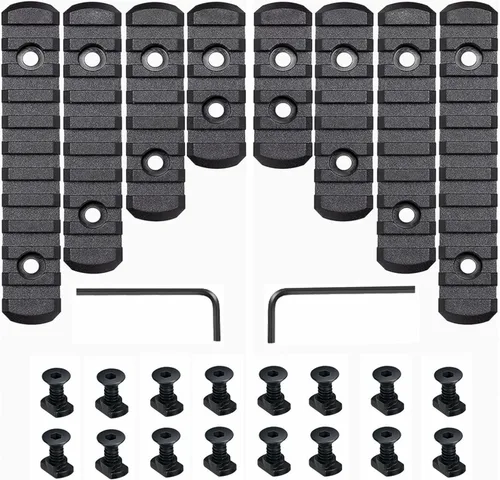 Paquete de 8 rieles Picatinny de polímero Picatinny Riel Picatinny Rail, 5 5 7 7 9 9 11 11 Ranuras Negro