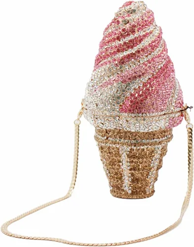 Miniatura 5 de DJBM Bonito Bolso de Mano con Diamantes de Imitación en Forma de Cupcake, Bolso de Noche con Cristales de Diamante para Mujeres, para Fiesta, Boda