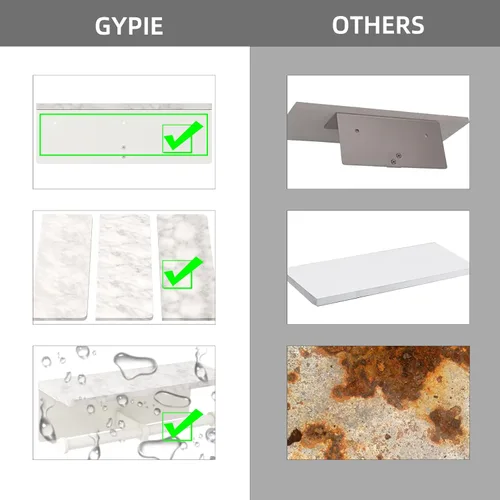 Miniatura 5 de Soporte de papel higiénico de Gypie de mármol con estante, 304 de acero inoxidable con tornillos montado en la pared, soporte para rollo de papel